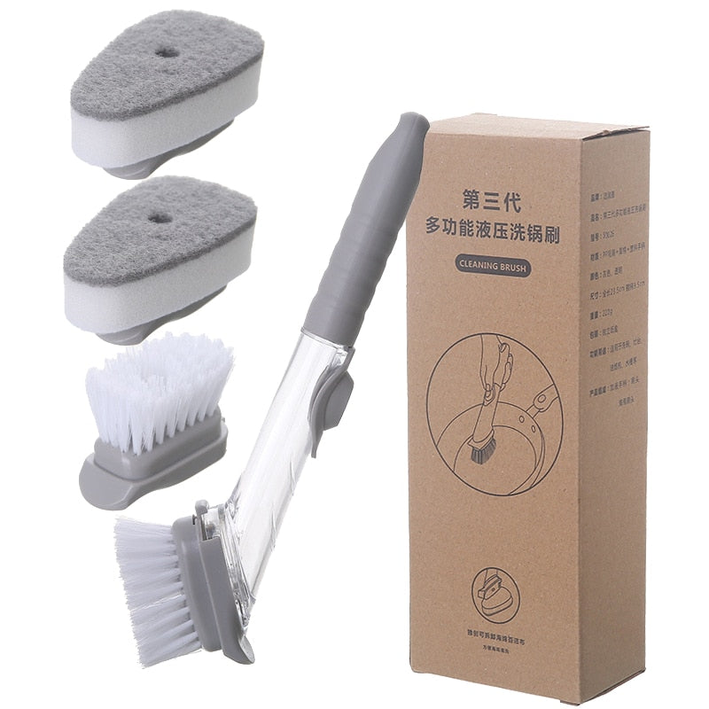 Max Clean 2 em 1 Conjunto de Escova e Esponja com Dispenser para Detergente