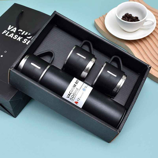 Termo de acero inoxidable + 3 tazas