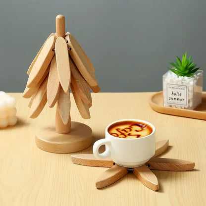 3X TAPETES DE MESA + SUPORTE EM DESIGN DE ÁRVORE - Nature's Harmony Set